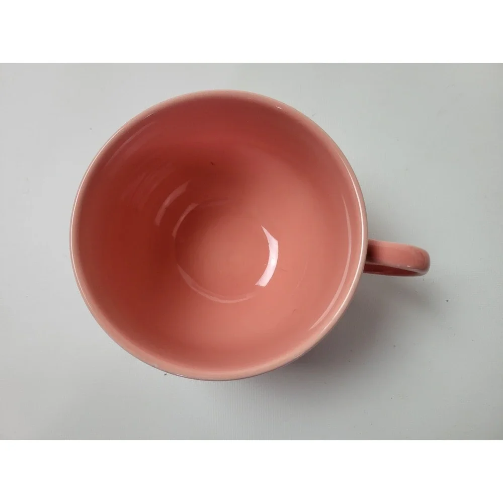 Pottery Barn Colors‎ Salmon Pink Ceramic Cup and Saucer Set 10oz